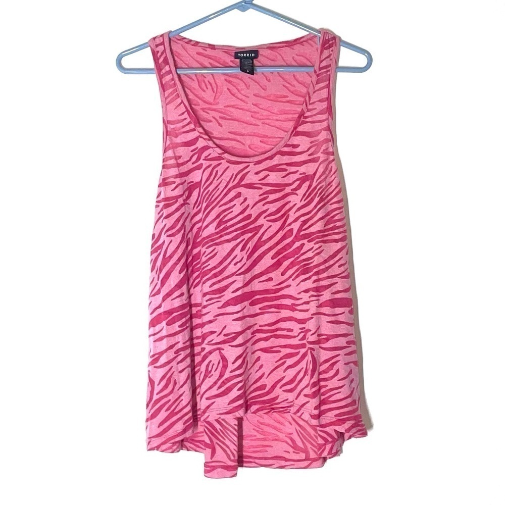 Torrid Pink Zebra Burnout Tank Top Size 0 / Large